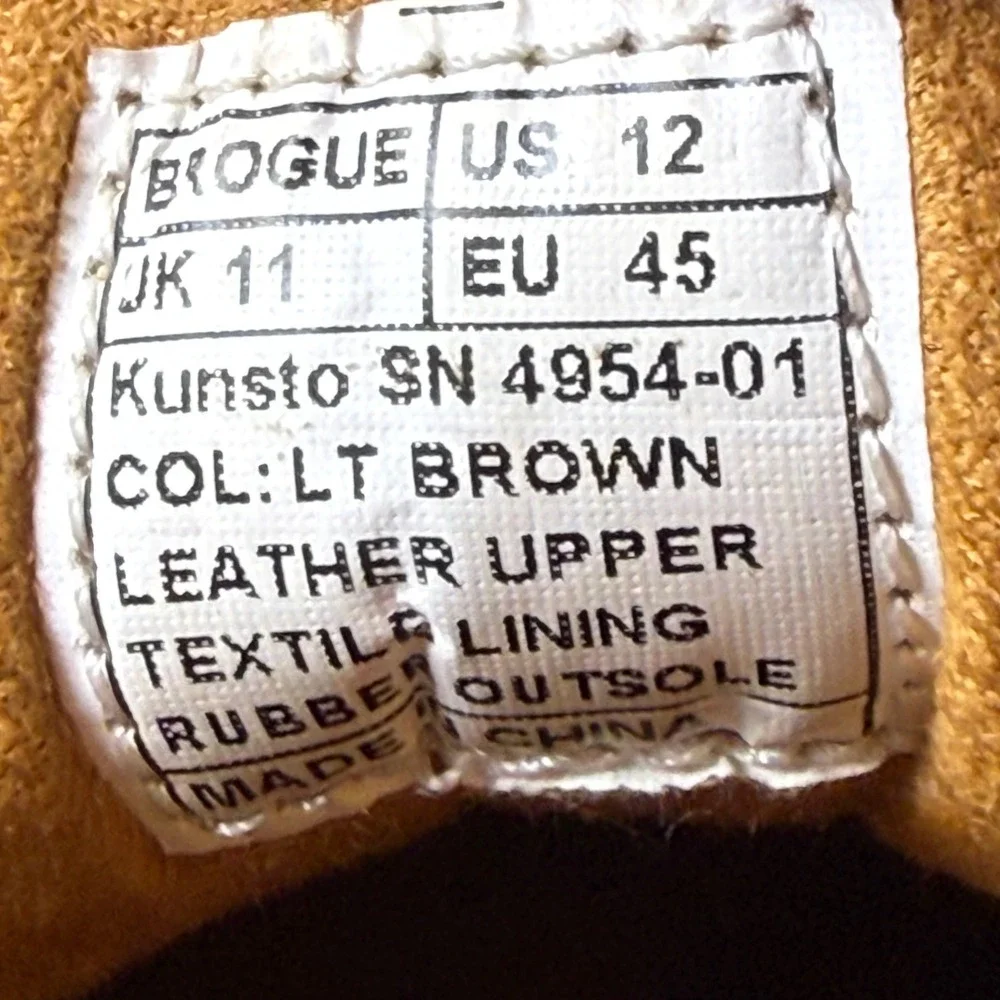 Kunsto Men Light Brown Leather Cap Toe Lace Up Side Zip Ankle Boots 12 SN4954-01